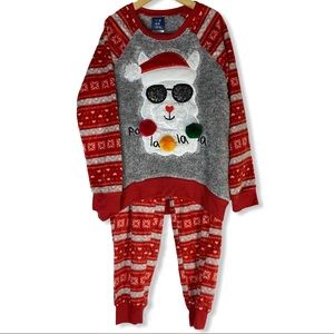 Max & Olivia fleece holiday fair isle sheep PJs